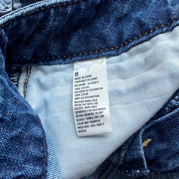 American Eagle Outfitters Dark Blue Distressed Denim Mini Skirt - Picture 3 of 4